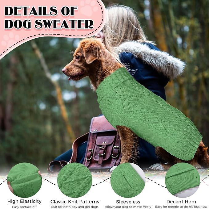Dog Sweaters for Small Medium Large Dogs Girl, Soft Warm Turtleneck Pup Dogs Shirt, Double Knitting Collar for Outdoor Playing, Warm Dog Clothes