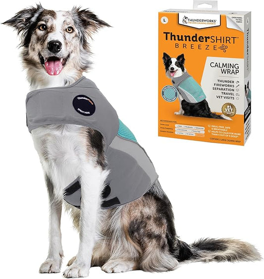 ThunderShirt Breeze for Dogs, Large, Aqua, Extra Breathable Mesh Fabric, Dog Anxiety Relief Vest for Every Day Stress & Calming During Thunder Storms and Fireworks