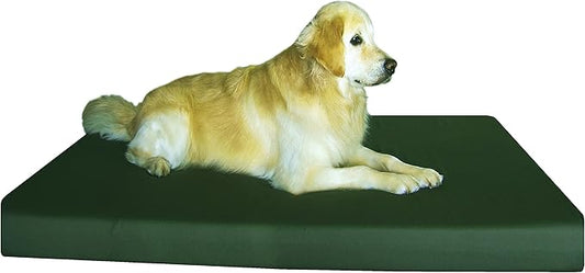 Dogbed4less Orthopedic Gel Infused Memory Foam Pet Bed for Large Dogs, Waterproof Liner with Durable Canvas + Brown Microsude Antislip Covers, 55X37X4 Inches, Fits 54X37 Crate.