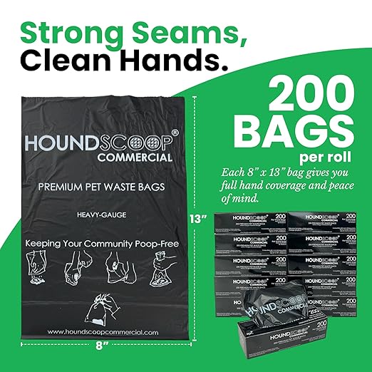 Case of 2000 Pet Waste Bags on Roll (10 Rolls of 200 bags per roll) Dog Waste Station Bags for HOA, Residential, commercial roll bag for Poop Station Dispensers