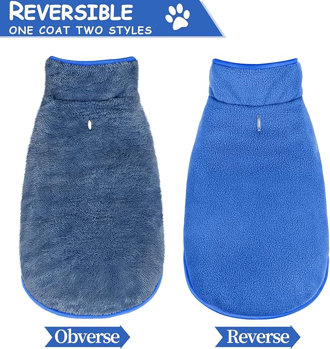 Malier Dog Winter Coat, Reversible Fleece Dog Cold Weather Coats, Windproof Warm Snow Puppy Jacket Vest Pet Clothes for Small Medium Large Dogs (Blue, XX-Large)