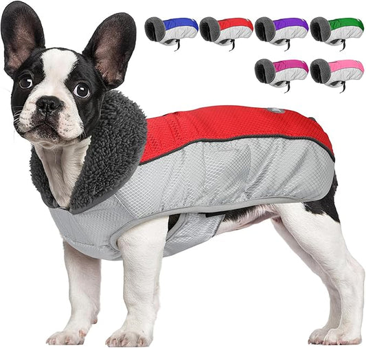 Dog Coat, Waterproof Ripstop Dog Winter Jacket with Leash Hole, Reflective Adjustable Warm Pet Fleece Snow Sweater for Small Medium Large Dogs - Red, 3XL