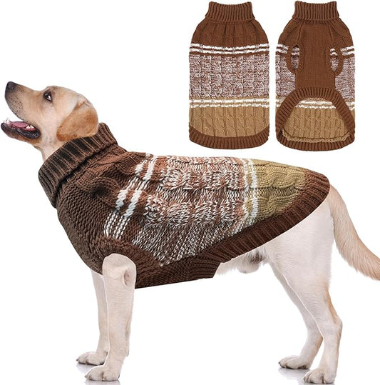 Mihachi Dog Sweaters for Medium Dogs Girl Boy,Soft Warm Dogs Shirt, Cold Weather Dog Coat Turtleneck Knitted Pullover Dog Clothes Costume with Leash Hole for Large Cat Puppy Doggy Pet,Beige M