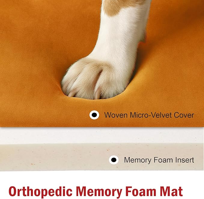 Majestic Pet Orthopedic Memory Foam Dog Crate Mat - Plush Pet Bed Pad for Crates & Kennels | USA Crafted | 24"x18" Villa Orange