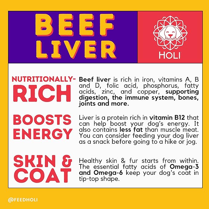 HOLI Beef Liver Dog Food Topper - Single Ingredient, Human-Grade - Freeze Dried Dog Food Flavor Enhancer for Picky Dogs – Grain Free – 100% All Natural - 8oz