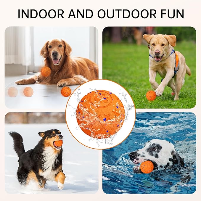 Interactive Dog Toys Dog Ball,Durable Motion Activated Automatic Rolling Toys for Medium/Large Dogs,Automatic Moving, Bouncing,and Rotating,E-TPU Material, IP54 Waterproof (Orange)