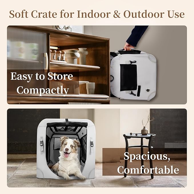 Extra Large Cat Carrier for 2 Cats Collapsible Soft Pet XL Crate for Large/Medium Cats 20lbs Car Travel Portable Bag with Water Bottle Slot For Long Trips (Beige, 24.0"L x 16.5"W x 16.5"H)