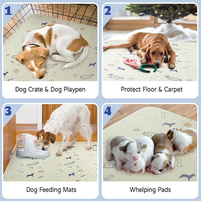 Washable Pee Pads for Dogs Large 48" x 48" 2-Pack Reusable Puppy Pads Pet Training Pads, Fast Absorb Dog Mats, Waterproof Whelping Pad, Non-Slip Protects Against Urine Leakage