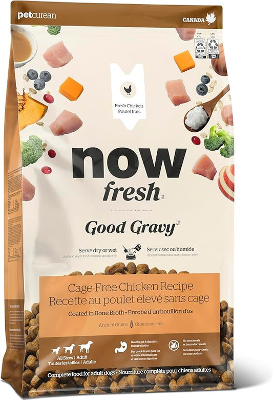 Now Fresh Good Gravy, Bone Broth Coated Kibble, Dry Dog Food, Chicken Adult Recipe with Grains, All Breed Size, 22 lb Bag