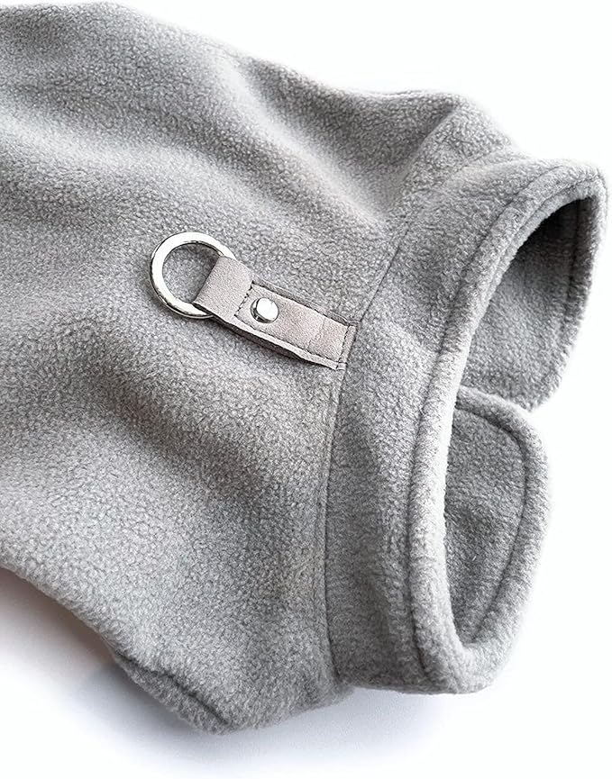 JACKO & CO - Fleece Vest Dog Sweater with Leash Ring - Soft, Warm & Lightweight Pullover Coat for Small & Medium Dogs, Puppies & Cats - Cozy Fall/Winter/Spring Pet Jacket (Grey, X-Small 2-4lbs)