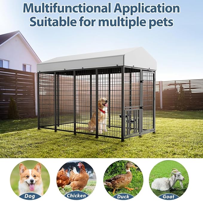 ROOMTEC Large Dog Kennel Outdoor Pet Pens Dogs Run (8 x 4 x5.6-ft)