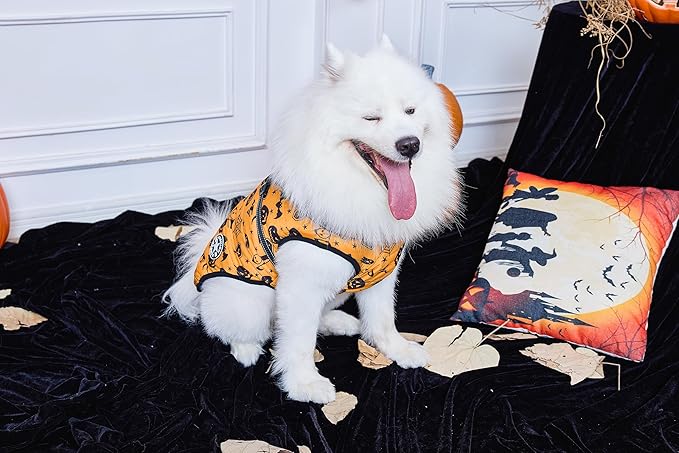 Aiboria Dog Jackets Windproof Outfit Coat Dog Vest Harness Puppy Warm Jacket Halloween Orange L