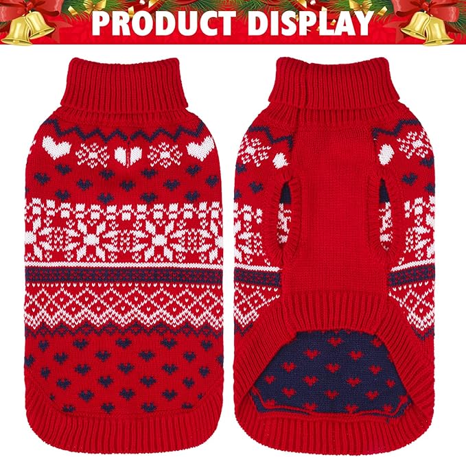 SCENEREAL Dog Sweaters for Medium Sized Dogs - Soft, Warm Turtleneck Pullover Fall Winter Dog Clothes, Knitted Argyle Dog Christmas Outfits, Ugly Pet Clothing for Boy Girl Puppy