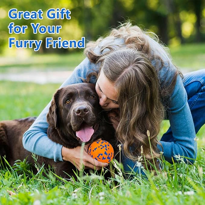 2Pcs Super Bouncy Dog Balls, Fun Indestructible Tennis Balls for Aggressive Chewers, Durable Floating Fetch Toys for Medium and Large Dogs with Lifetime Replacement