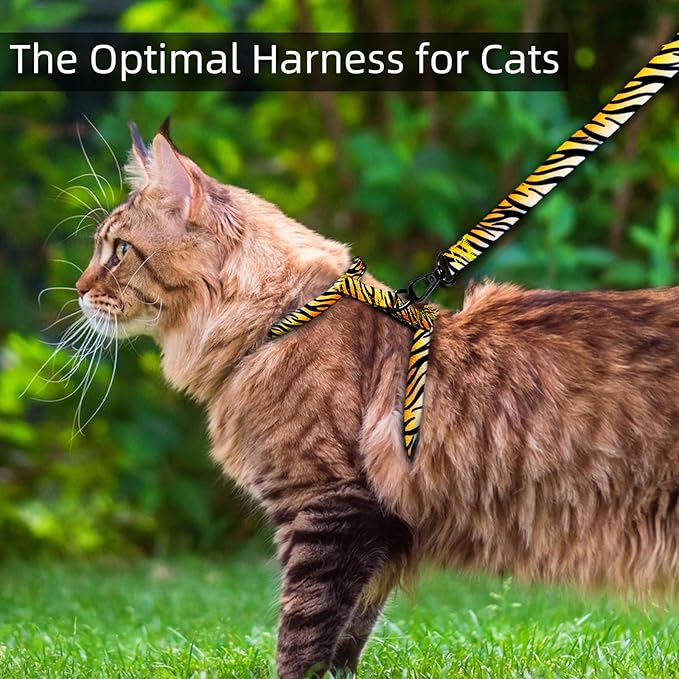 Cat Harness and Leash Escape Proof, Adjustable Soft Kitten Leash for Outdoor Walking & Travel with Breathable Nylon, 4.9ft Cat Collar for Large - Lightweight & Safe Large Cat Harness [M]
