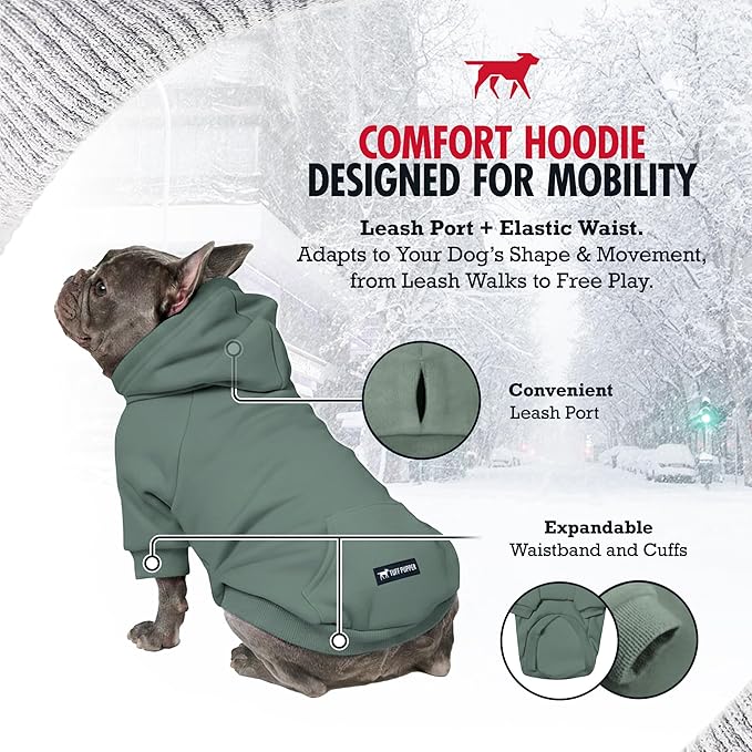 Tuff Pupper Dog Hoodie | Premium Quality 100% Organic Cotton | Ultra Soft Interior for Superior Comfort | Elastic Cuffs & Drawstring for Warmth | Stretch Fit Suitable for All Breeds (Teal, XS)