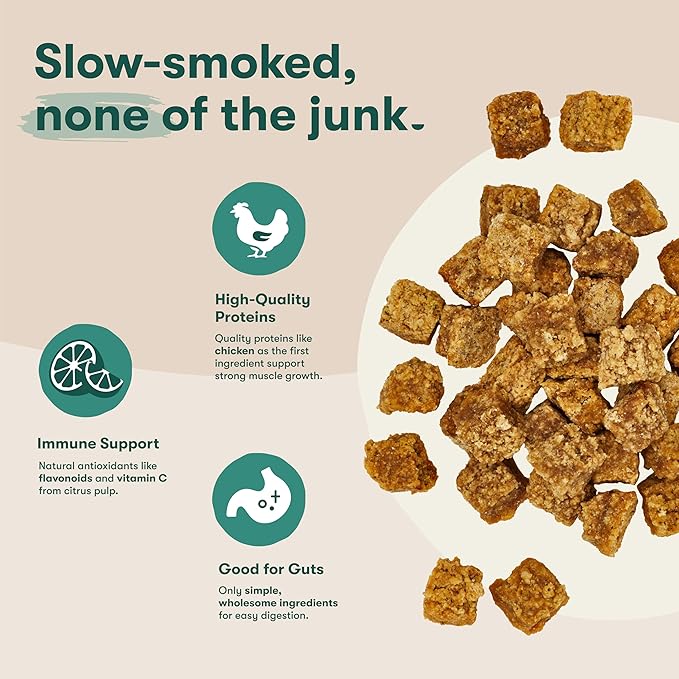 Jinx Chicken Bites, Soft Jerky Dog Treats, Slow-Smoked Real Chicken, Low-Calorie and Packed with Flavor, No Fillers, Bite-Sized Snack, 5oz, 6 Pack
