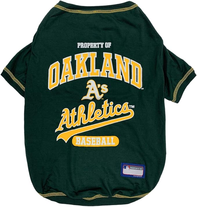 MLB Oakland Athletics Dog T-Shirt, X-Large. - Licensed Shirt for Pets Team Colored with Team Logos. - Premium Stretchable Materials for The Comfort of Your Dog & cat.