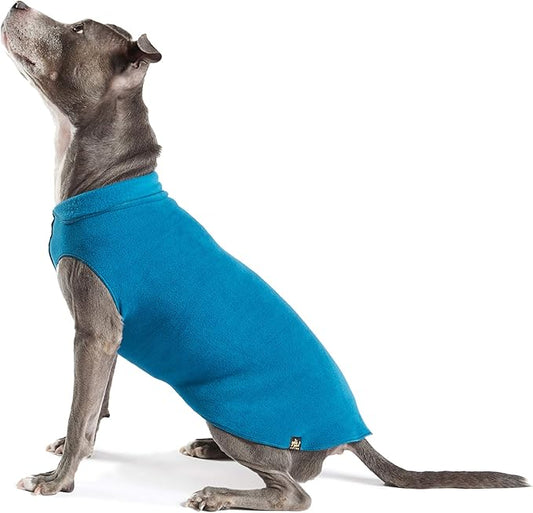 Goldpaw Stretchy Fleece Jacket for Small Dogs - Super Soft, Warm Dog Sweater - Pet Sweater Vest for Fall and Winter - Canine Clothes Made in The USA - Machine Washable - Marine Blue - Size 18