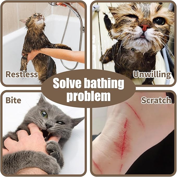 Cat Shower Bag with Removable Hood - Green Mesh Cat Bathing Bag for Stress-Free Bath, Nail Clipping & Grooming, Comfortable Cat Washing Bag