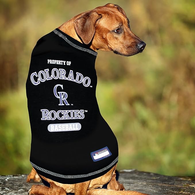 MLB Colorado Rockies Dog T-Shirt, Medium. - Licensed Shirt for Pets Team Colored with Team Logos. - Premium Stretchable Materials for The Comfort of Your Dog & cat.