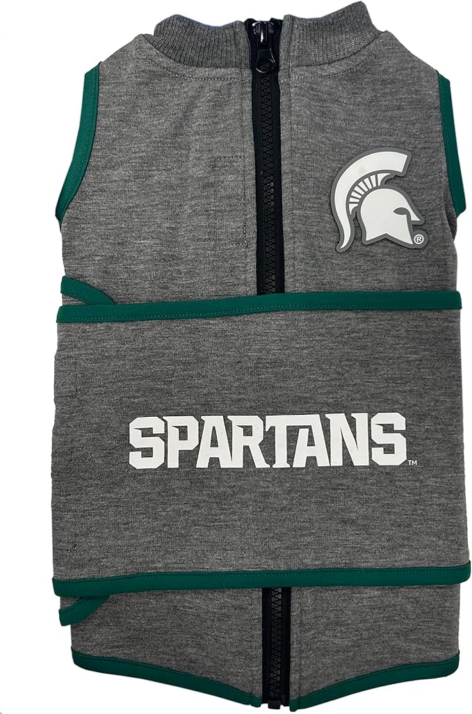 NCAA Michigan State Spartans Dog Anxiety Shirt Calming Soothing Vest for Dogs Cats with Anxiety Fears Fireworks, Loud Noises, Dark Lonely Keeps Dogs Calm Feeling Safe, Relaxing Jacket X-Small