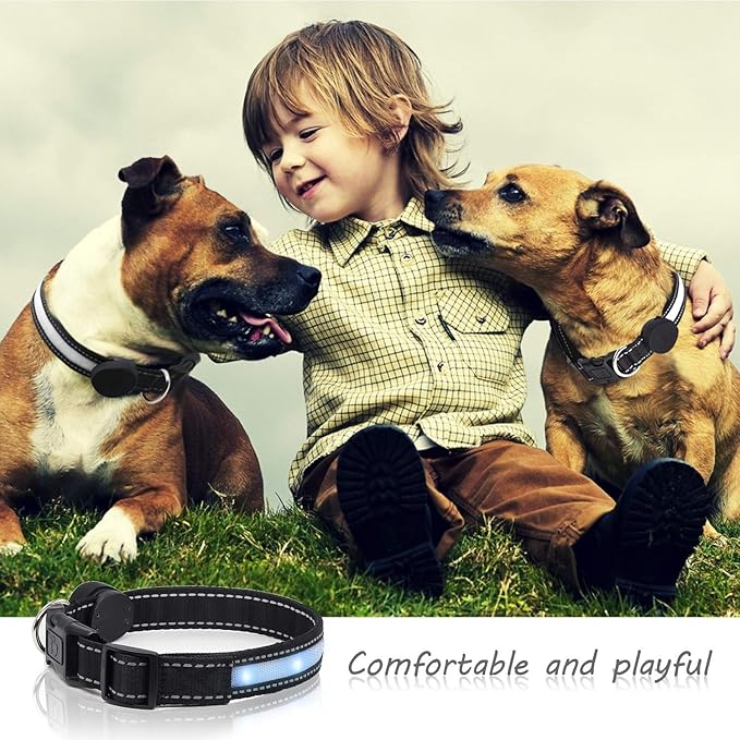 Light Up Dog Collars,Safety LED Dog Collars USB Rechargeable 7 Changing Colors Glow in The Dark Dog Walking Light,Neon Adjustable Safety Buckle Lighted Dog Collar for Small/Medium/Large Dogs, S Size