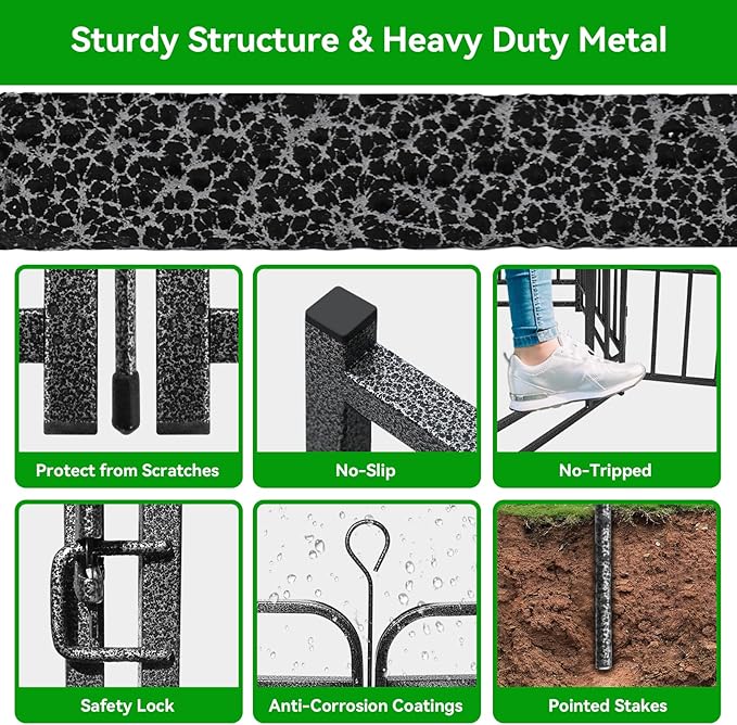 Square Steel Pipe Dog Fence Outdoor 16 Piece Panels 40" Height Anti-Rust Heavy Duty Dog Playpen with Doors Portable for Yard RV Camping, Total 36FT, 103 Sq.ft, Snowy Black