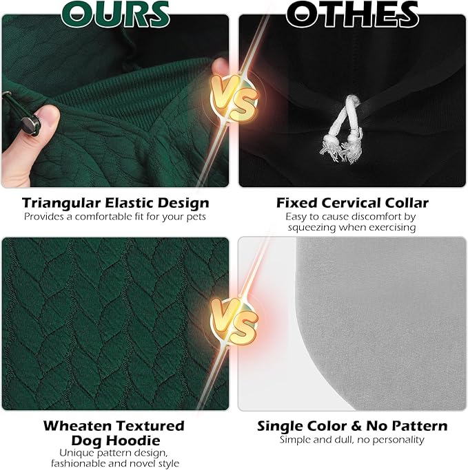 EXPAWLORER Textured Cable Knit Basic Dog Hoodie, Elevated Style Dog Sweater with Leash Hole and Pocket, Soft and Warm Pet Winter Coat, Cold Weather Clothes for Small Medium Large Dogs,Dark Green M
