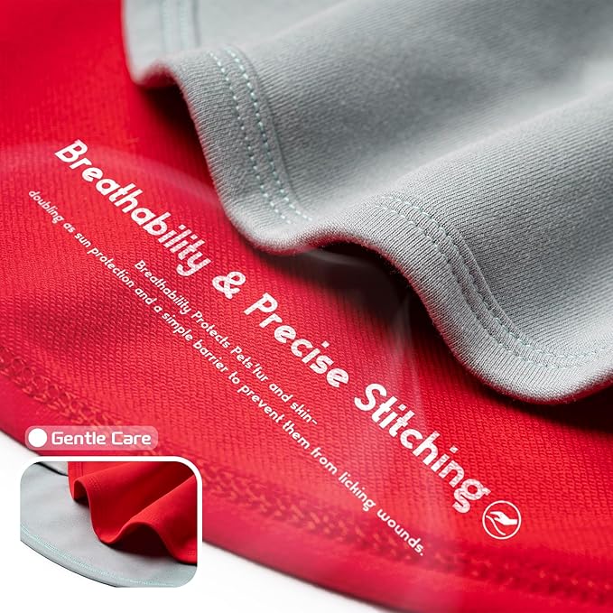 Koneseve Dog Shirt Soft Clothes Stretchy Tee for Medium Large Dogs 2-Pack Sunny Red & Smoky Blue 5XL