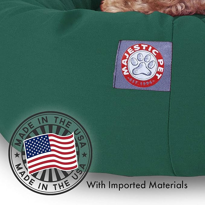 Majestic Pet 40 Inch Bagel Calming Dog Bed Washable – Cozy Soft Round Pet Bed with Spine Support for Dogs to Rest their Head - Fluffy Donut Puppy Bed 40x29x9 (Inch) - Large – Green
