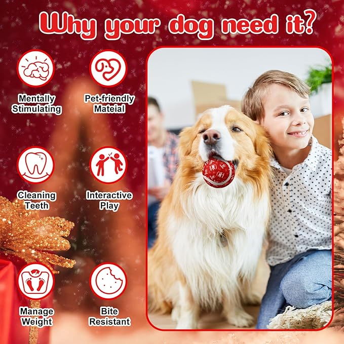 Civaner 6 Pcs Christmas Squeaky Tennis Balls for Dogs 2.5 Inch Bulk Dog Toys Ball for Small Medium Large Dogs Puppy Chew Teething Toy Interactive Training Xmas Gifts Stocking Stuffers (Candy)