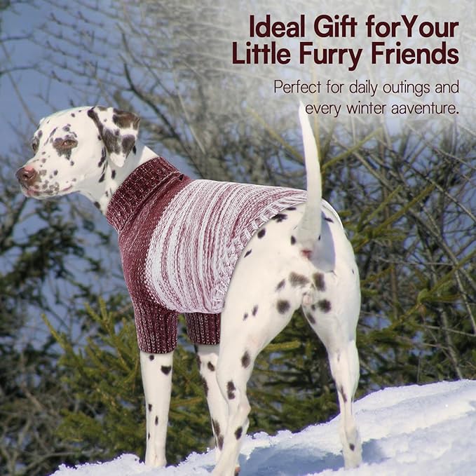 Queenmore Pullover Large Dog Sweater,Classic Turtleneck Warm Pet Sweater with Leash Hole for Dog Girls Boys,Winter Knitwear Clothes for Dachshund,Corgi,French Bulldog(Purple,L)