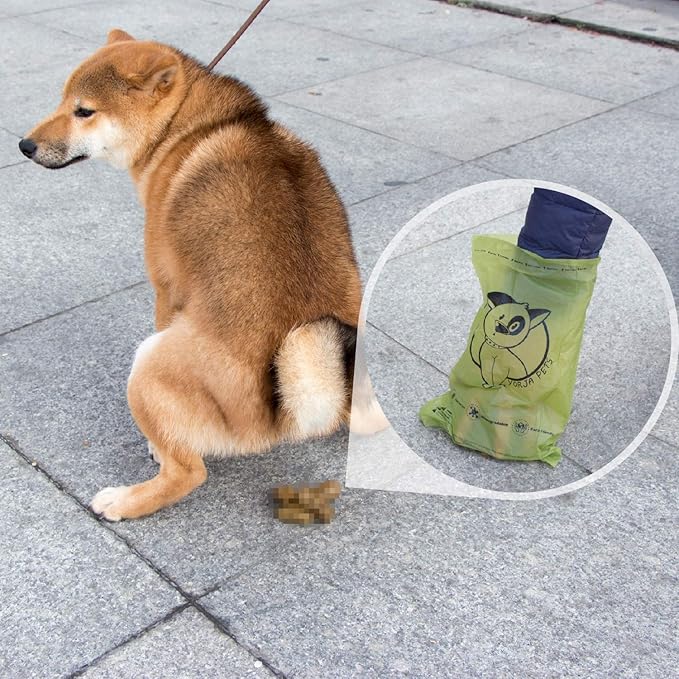 YORJA Dog Poop Bags Rolls with Dispenser & Holder, 510 Pet Waste Bags, 100% Leak Proof Extra Thick and Strong Corn Starch Blend