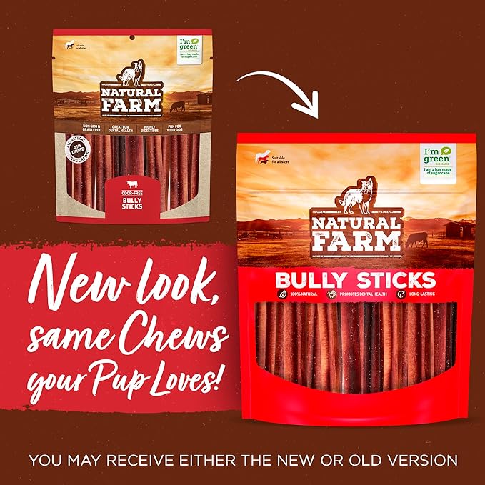 Natural Farm Odor-Free Curly Bully Sticks, (5-6 Inch, 5 Pack), Fully Digestible, 100% Beef Pizzle Chews, More Engagement & Fun, Grass-Fed, Non-GMO, Fully Digestible - Best for Small & Medium Chewers