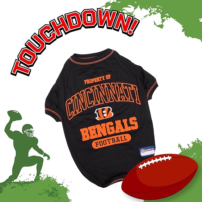 NFL Cincinnati Bengals Dog T-shirt Medium. - Licensed Shirt for Pets Team Colored with Team Logos- Premium Stretchable Materials for the comfort of your Dog & Cat