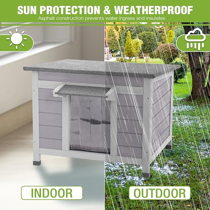 GUTINNEEN Heated Outdoor Cat House Weatherproof Insulated Feral Cat Shelter with Heated Pad and Insulated All-Round Thermal Liner for Outside Cats, Chewproof Cable Design (Winter-Ready)