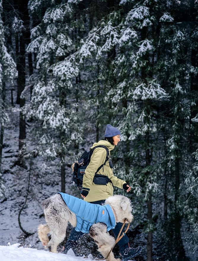 SPACE LION Dog Puffer Jacket, Down Winter Coat, Durable Outdoor Coat for Cold and Windy Conditions, Waterproof, Lightweight Jacket, Adjustable Fit for Small, Medium, Large Dogs(Blue,14/L)