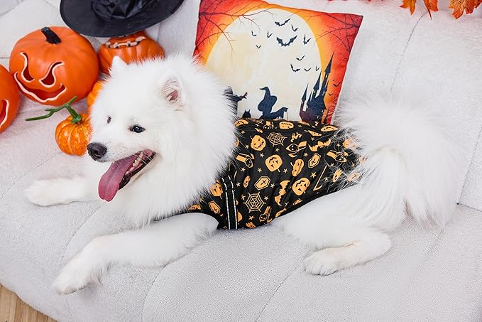 Aiboria Winter Dog Coat Windproof Fleece Jacket with Chest Strap Dog Vest Harness Halloween Black XL