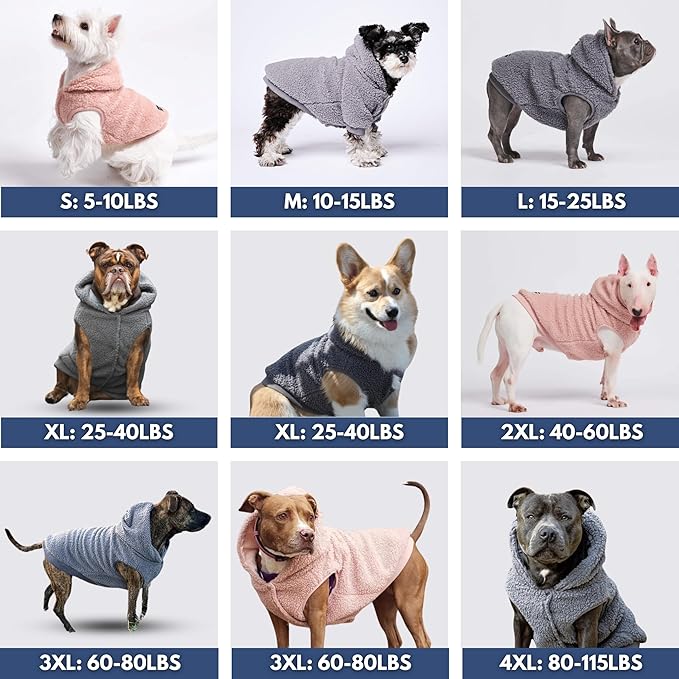 Spark Paws Teddy Dog Sweater, Sherpa Vest with Warm Fleece Lining, Winter Coat Suitable for Small Medium Large XL XXL Breeds - Pink - 3XL