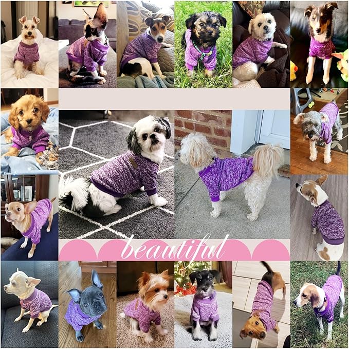Jecikelon Dog Clothes Dogs Sweater Soft Puppies Clothing Winter Puppy Sweaters Warm Outfit for Dogs Small XXS XS Cat Apparel (Large, Purple)