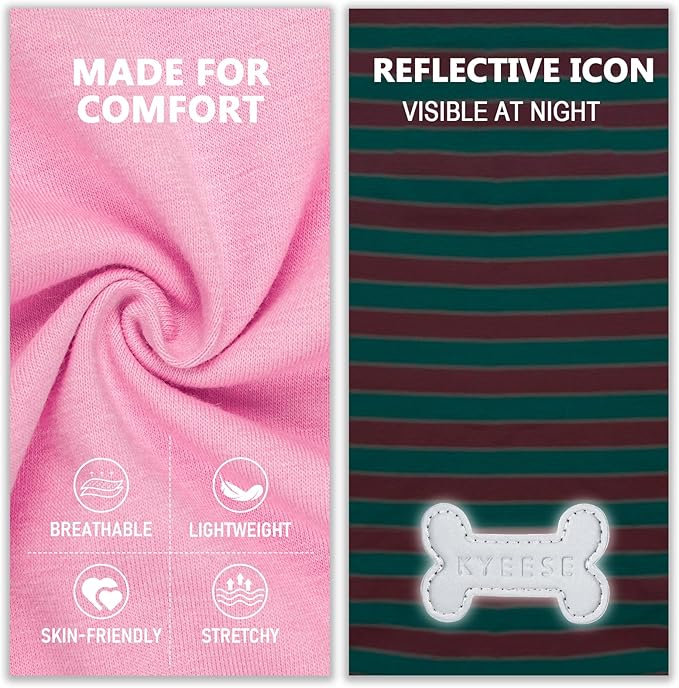 KYEESE 2Pack Dog Shirts Striped T Shirt for Large Dogs Lightweight Clothes Sleeveless Vest Cotton Tank Top, XXX-Large,Pink+Striped