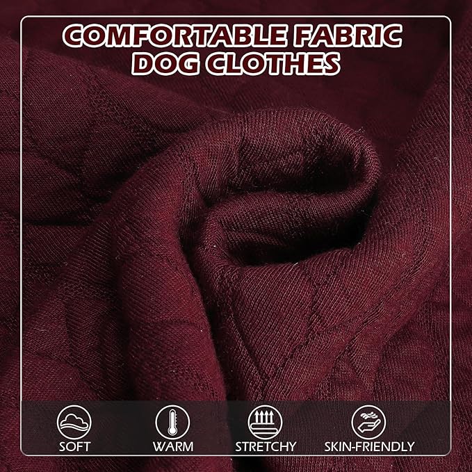 EXPAWLORER Textured Cable Knit Basic Dog Hoodie, Elevated Style Dog Sweater with Leash Hole and Pocket, Soft and Warm Pet Winter Coat, Cold Weather Clothes for Small Medium Large Dogs,Wine Red L