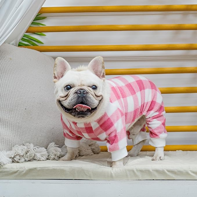 SCENEREAL Dog Pajamas for Large Sized Dogs Female - Soft, Warm Puppy Sweater Clothes, Holiday Onesie Outfits for Doggie Fall Winter Thanksgiving Christmas - Dog Jammies Pjs Indoor Outdoor, Pink