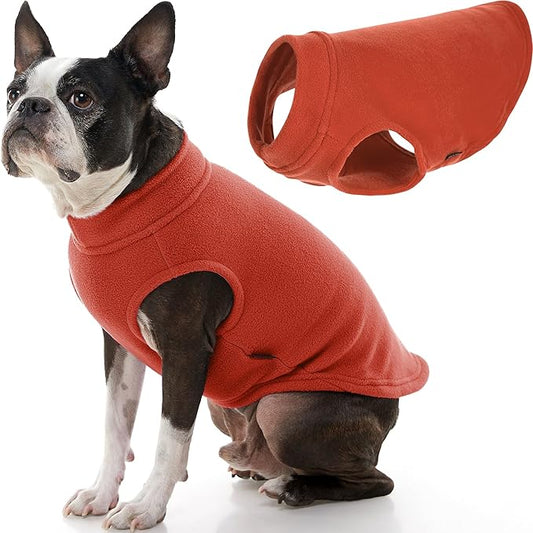 Gooby - Stretch Fleece Vest, Pullover Fleece Vest Jacket Sweater for Dogs, Pumpkin, Large Length (13")