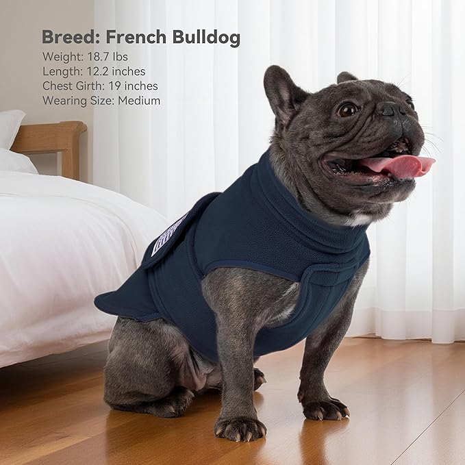 cyeollo XL Dog Sweater, Fleece Dog Sweaters Soft Stretchy Doggie Vest Turtleneck Doggy Sweatshirt Warm Fall & Winter Clothes for Medium to Large Dogs Girl, Navy XL