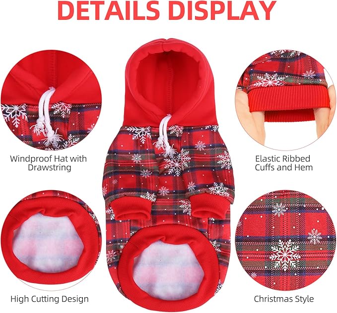 PUPTECK Fall Winter Dog Hoodie Pet Sweatshirt Soft Warm Clothes Fleece Lined with Hat for Small Medium Large Dogs, Pocket Design, Snow XL