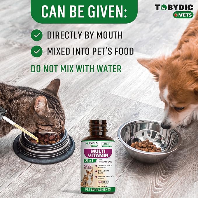 Cat & Dog Multivitamin 21 in 1 Pet Supplements with Cranberry & Glucosamine - Natural Medicine & Support for UTI, Urinary Tract, Bladder, Kidney, Skin Coat, Joints Treatment Made in USA