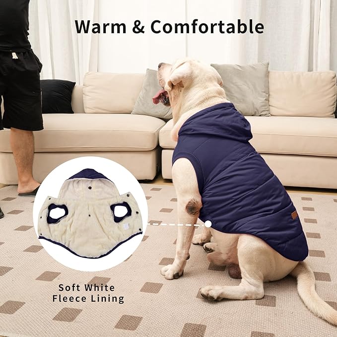 Fleece Lining Extra Warm Dog Hoodie in Winter,Small Dog Jacket Puppy Coats with Hooded,Blue XS