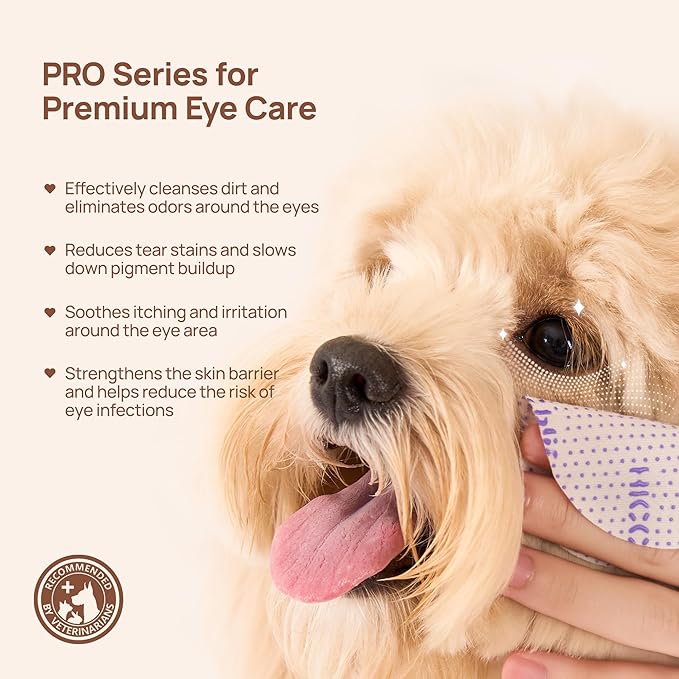 HICC PET Eyes Wipes for Dogs & Cats Upgraded Pro Version, Vet-Recommended Dog Eye Wipes Hypoallergenic, Dog Tear Stain Remover, Remove Debris, Mucus & Discharge - 100ct, Blueberry
